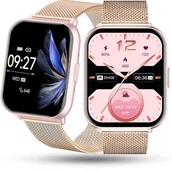 Smartwatch - Zegarek Damski SMARTWATCH RUBICON rosegold mesh - miniaturka - grafika 1