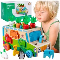 Sortery dla dzieci - MONTESSORI DREWNIANY SORTER AUTO UKŁADANKA KLOCKI ZŁAP ROBACZKA ZWIERZĄTKA - miniaturka - grafika 1