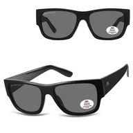 Okulary korekcyjne, oprawki, szkła - Czarne prostokątne okulary przeciwsłoneczne z polaryzacją MP195 - miniaturka - grafika 1