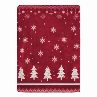 Koc bawełniano akrylowy 150x200 Tree Christmas czerwony choinki świateczny I23 - Koce - miniaturka - grafika 1
