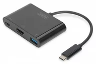 Adaptery i przejściówki - Digitus Multi Adapter HDMI 4K 30Hz UHD 1xUSB Typ C PD 1xUSB A na USB 3.1 Typ C czarny (DA-70855) - miniaturka - grafika 1