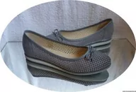 Baleriny - SKÓRZANE BALETKI szare azurowe tęgość H nr 42 - miniaturka - grafika 1