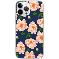Etui i futerały do telefonów - Etui do Apple IPHONE 14 PRO MAX Kwiaty 014 Babaco Nadruk pełny Granatowy - miniaturka - grafika 1