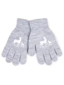Rękawiczki dla dzieci - Rękawiczki Dziewczęce Pięciopalczaste Szare Z Sarenkami 16 Cm Yoclub - miniaturka - grafika 1