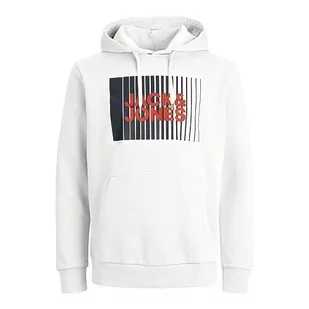 JACK & JONES Męska bluza z kapturem JJECORP Logo Sweat Hood Play NOOS, biała, L, biały - Bluzy męskie - miniaturka - grafika 1