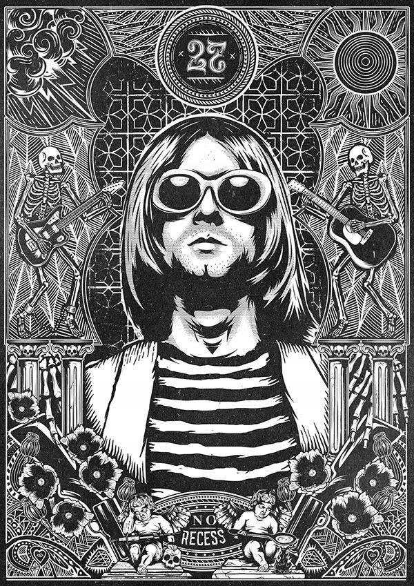PODKŁADKA POD MYSZ Nadruk 22x18 cm Nirvana Smiley Kurt Cobain ROCK Prezent