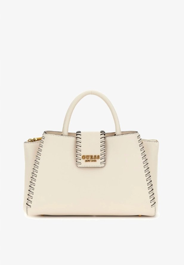 GUESS KLASYCZNA TOREBKA Z OZDOBNYM SZWEM BEŻOWA 32x19x8 GŁA