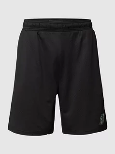 Spodnie sportowe męskie - Szorty z dzianiny dresowej z nadrukiem z logo - grafika 1