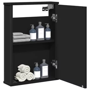 vidaXL Szafka łazienkowa z lustrem, czarna, 42x12x60 cm - Szafki łazienkowe - miniaturka - grafika 1