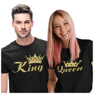 Walentynki - KOSZULKI DLA PAR NA WALENTYNKI PREZENT KING QUEEN KORONA - miniaturka - grafika 1