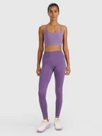 Legginsy - 4F Legginsy treningowe szybkoschnące damskie - fioletowe L - miniaturka - grafika 1