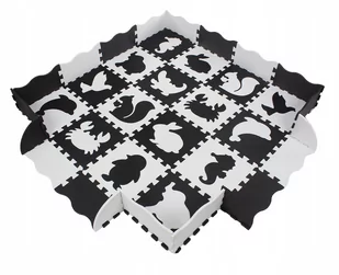 Mata puzzlowa 150x150cm  czarno-biała zwierzątka - Maty edukacyjne - miniaturka - grafika 1