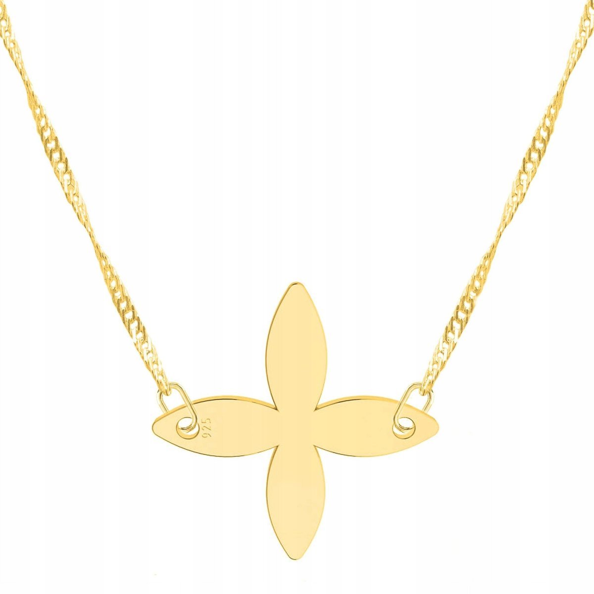 Złoty Naszyjnik z Kwiatkiem Kwiat Roślina Kwiatek Łąka Flower SREBRO 925