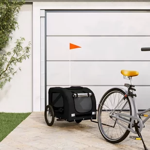 vidaXL Przyczepka rowerowa dla psa, czarna, tkanina Oxford i żelazo - Sprzęt podróżny i transportery dla psów - miniaturka - grafika 1