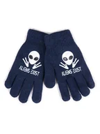 Rękawiczki dla dzieci - Rękawiczki Chłopięce Pięciopalczaste Dwuwarstwowe Granatowe Aliens Exist 20 Cm - miniaturka - grafika 1