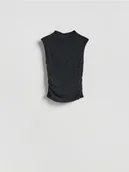 Bluzki damskie - Reserved - Bluzka z metalizowaną nicią - czarny - miniaturka - grafika 1