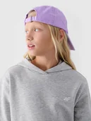 Bluzy dla dziewczynek - 4F Bluza dresowa nierozpinana z kapturem dziewczęca - szara 164 (13-14 lat) - miniaturka - grafika 1