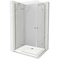Kabiny prysznicowe - Mexen Roma Duo kabina prysznicowa uchylna 100x90 cm, transparent, złota + brodzik Flat - miniaturka - grafika 1
