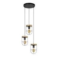 Lampy sufitowe - Britop LAMPA wisząca NETUNO 184159304R metalowa OPRAWA druciany zwis retro drewno czarny - miniaturka - grafika 1