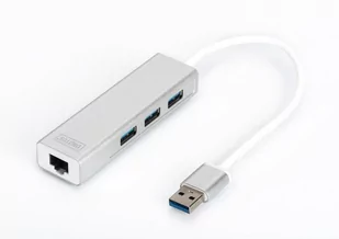 Digitus HUB/Koncentrator 3-portowy USB 3.0 SuperSpeed z Gigabit LAN adapter (1_639712) - Huby USB - miniaturka - grafika 1