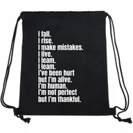 Plecaki worki - WOREK-PLECAK CZARNY Do Szkoły Na Buty I'M NOT PERFECT Mix Wzorów - miniaturka - grafika 1