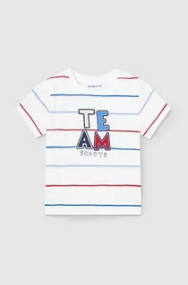 Koszulki dla chłopców - Mayoral t-shirt bawełniany niemowlęcy kolor czerwony wzorzysty - grafika 1