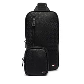 Torby męskie - Saszetka Tommy Hilfiger Embossed Flag Sling Bag AM0AM14191 Czarny - miniaturka - grafika 1