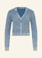 Swetry damskie - Guess Kardigan Z Ozdobnymi Perełkami I Ozdobnymi Kamykami blau - miniaturka - grafika 1