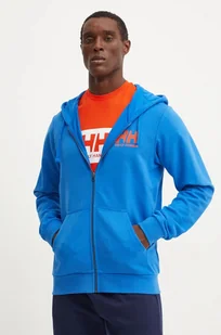 Helly Hansen bluza bawełniana HH LOGO męska kolor niebieski z kapturem z nadrukiem 30393 - Bluzy męskie - miniaturka - grafika 1