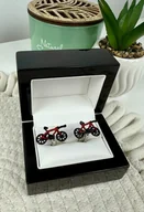 Spinki do mankietów i krawatów - SPINKI DO MANKIETÓW koszuli mankietu rower czerwony - miniaturka - grafika 1