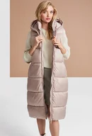 Kamizelki damskie - Długa beżowa kamizelka - Femestage - miniaturka - grafika 1