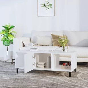 Lumarko Stolik kawowy, biały, 102x50x40 cm, materiał drewnopochodny - Ławy i stoliki kawowe - miniaturka - grafika 4