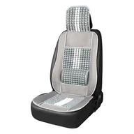 Pokrowce na fotele - Mata koralikowa na fotel samochodowy z podparciem pod plecy i zagłówkiem, szara, 131x46cm - miniaturka - grafika 1