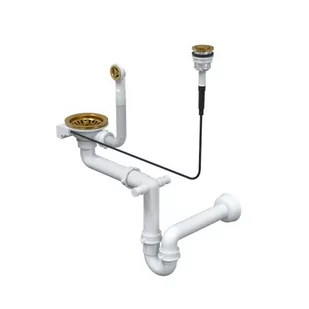 QUADRON Syfon zlewu 90 mm okrągły 1-KOMOROWY AUTOMAT oszczędzający miejsce złoty QUADRON - Syfony - miniaturka - grafika 1