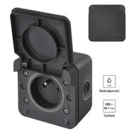 Gniazdka elektryczne - Gniazdo elewacyjne natynkowe ciemne IP55 CYKLONE EMOS - miniaturka - grafika 1