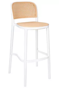 King Home Krzesło barowe WICKY białe, ażurowe oparcie i siedzisko KH010100246 - Taborety i hokery - miniaturka - grafika 1