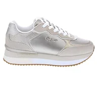 Trampki damskie - Pepe Jeans Damskie trampki RUSPER SHINE, brązowe (piaskowo-beżowe), 4 UK, Brązowy piasek beżowy, 4 UK - miniaturka - grafika 1
