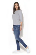 Bluzki damskie - Szara Wyjątkowa Bluzka z Kokardkami na Plecach - miniaturka - grafika 1