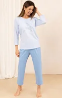 Piżamy damskie - Bawełniana piżama damska niebieska plus size 706, Kolor niebieski, Rozmiar XXL, Regina - Intymna - miniaturka - grafika 1