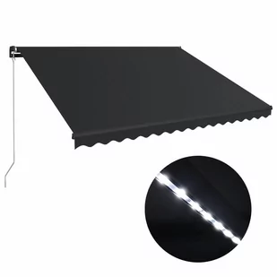 vidaXL Ręcznie zwijana markiza z LED, 450 x 300 cm, antracytowa vidaXL - Markizy - miniaturka - grafika 1