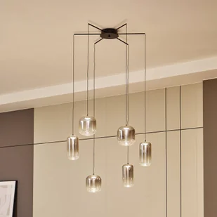 Lampa wisząca Lucande LED Avelina, dymny szary, 6-punktowa - Lampy sufitowe - miniaturka - grafika 1