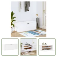 Szafki na buty - The Living Store Naścienna szafka na buty biała 100x35x38 cm materiał drewnopochodny - miniaturka - grafika 1