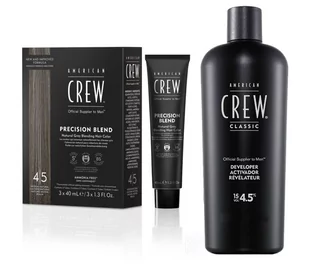 American Crew Precision Blend Odsiwiacz repigmentacja Kolor średni naturalny 4-5 3x40ml + American Crew Precision Blend Utleniacz 4,5% - 500ml - Zestawy kosmetyków męskich - miniaturka - grafika 1