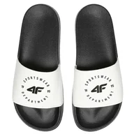 Klapki i japonki damskie - Klapki 4F W H4L21-KLD002 10S białe czarne - miniaturka - grafika 1