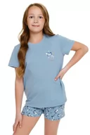 Piżamy dla dziewczynek - Piżama dziecięca Stay positive jasno niebieska 134/140 - miniaturka - grafika 1