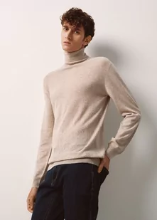 Beżowy sweter męski z golfem - Swetry męskie - miniaturka - grafika 1