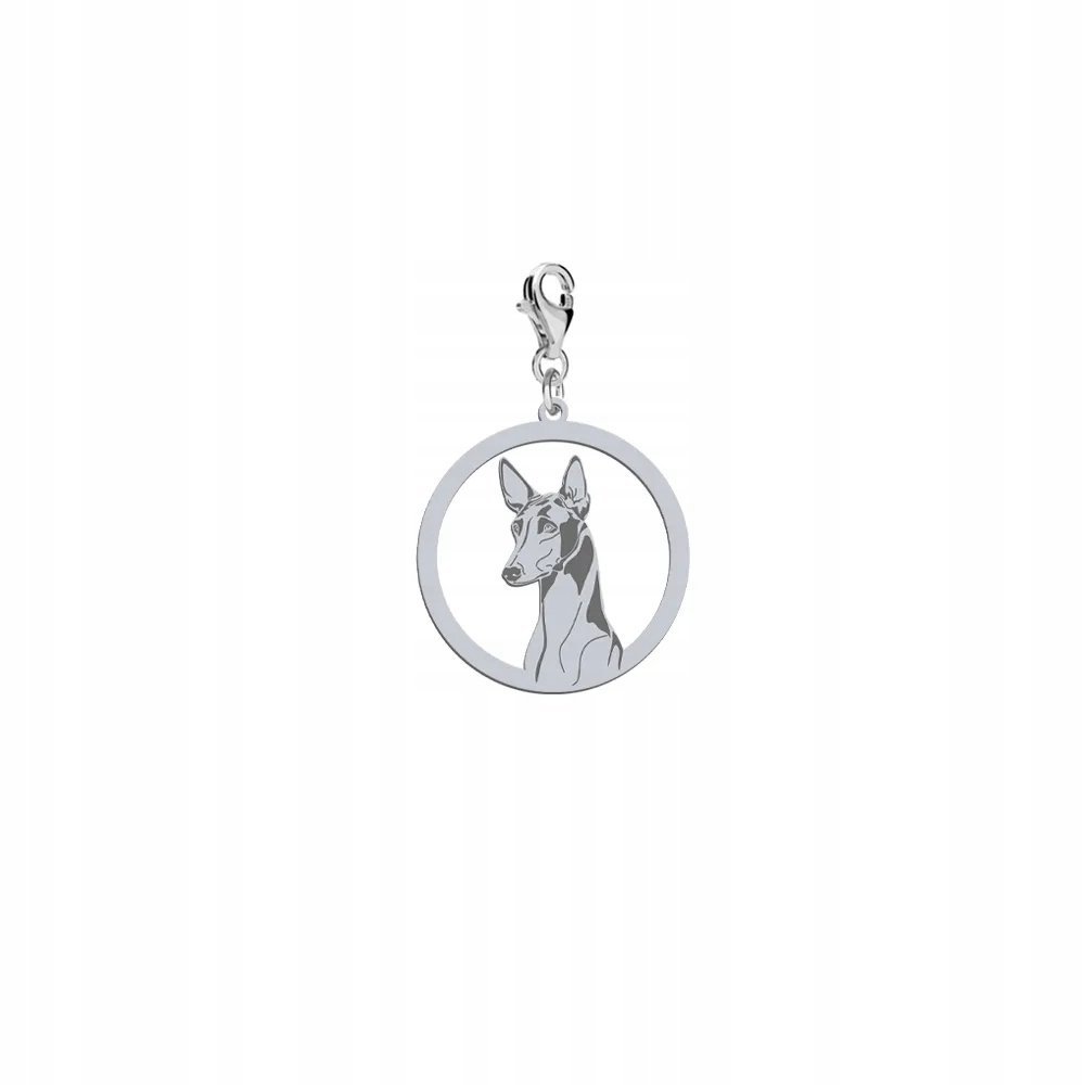Charms Srebrny z Pharaoh Hound SREBRO 925 Prezent Karabińczyk DEDYKACJA