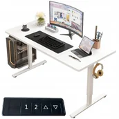 Biurka - Biurko elektryczne białe 160x80cm regulowana wysokość nowoczesne 72-118cm - miniaturka - grafika 1