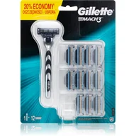 Maszynki do golenia i wkłady - Gillette maszynka do golenia męska Mach3 + 11 głowic - miniaturka - grafika 1