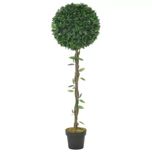 vidaXL Sztuczne drzewko laurowe z doniczką, zielony, 130 cm - Sztuczne drzewka - miniaturka - grafika 1
